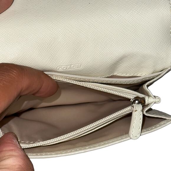 Coach Pearl Cream Metallic Crossbody Wallet Convertible Leather Crossbody Purse - Picture 7 of 14